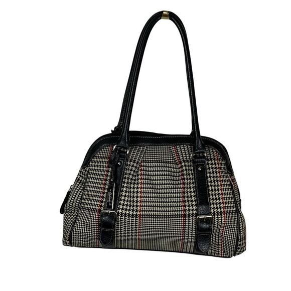 Vintage Chaps Houndstooth Structured Satchel Shoulder Bag – Preppy Classic - Picture 2 of 11